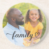 Dessous De Verre En Grès Family Love Black Script Photo personnalisée (Devant)