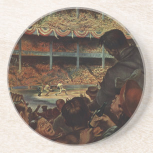 Dessous De Verre En Grès Fans de sport vintage dans un stade de baseball