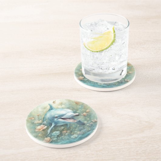 Dessous De Verre En Grès Fantaisie de dauphin 1 (Côté)