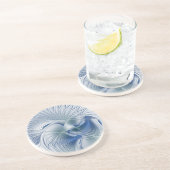 Dessous De Verre En Grès Fantaisie dynamique Tons bleus abstraits Art fract (Côté)