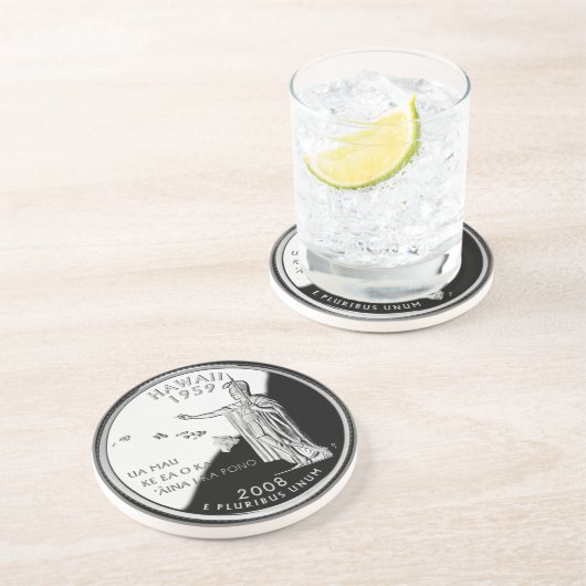 Dessous De Verre En Grès Faux Hawaii State Quarter (Côté)