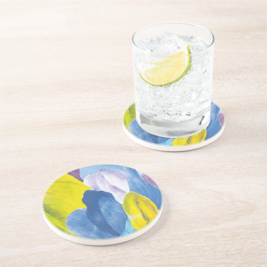 Dessous De Verre En Grès Faux Indigo III (Côté)