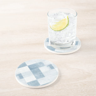 Dessous De Verre En Grès Faux Jean Bleu Blanc Rayures