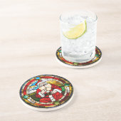 Dessous De Verre En Grès Faux Verre Peint Père Noël Assis en Grès (Côté)