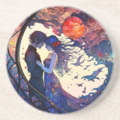 Dessous de verre en grès faux vitrail de couple (Devant)