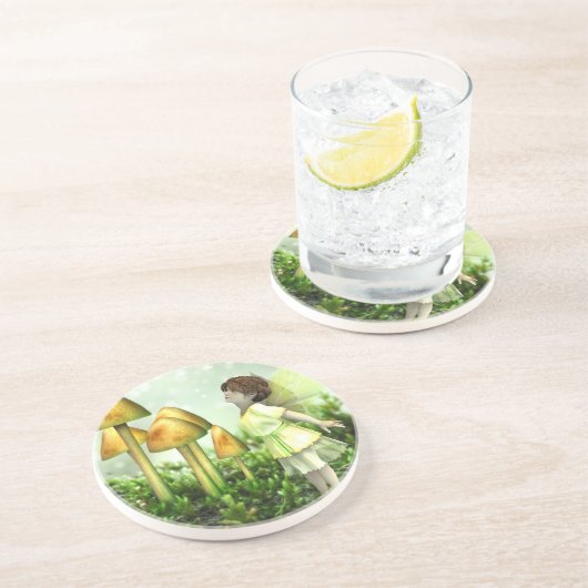 Dessous De Verre En Grès Fée curieuse - Fée et Tabourets (Côté)