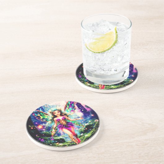 DESSOUS DE VERRE EN GRÈS FÉE DE LA FORÊT (Côté)