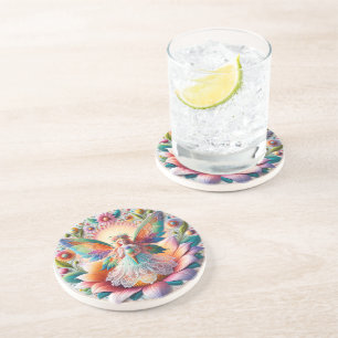 Dessous De Verre En Grès Fée de l'été colorée Illustration