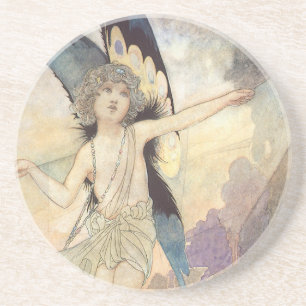 Dessous De Verre En Grès Fée papillon victorienne vintage par Robinson