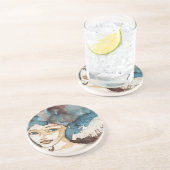 Dessous De Verre En Grès Femme bleue (Côté)