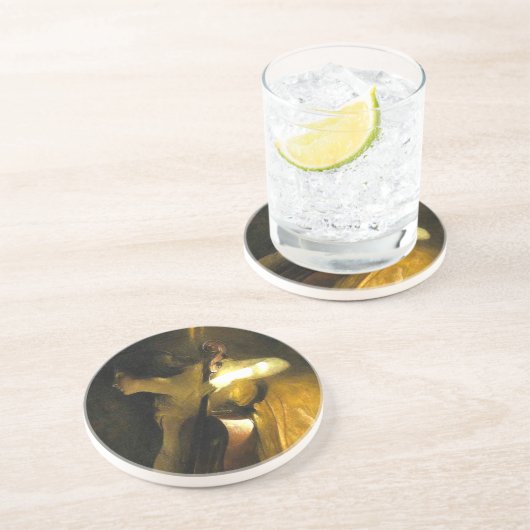 Dessous De Verre En Grès Femme Jouant Au Cello (Côté)