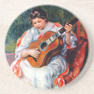 Dessous De Verre En Grès Femme jouant de la guitare par Pierre Renoir