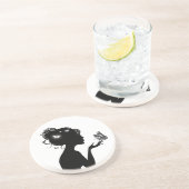 Dessous De Verre En Grès femme papillons blancs (Côté)