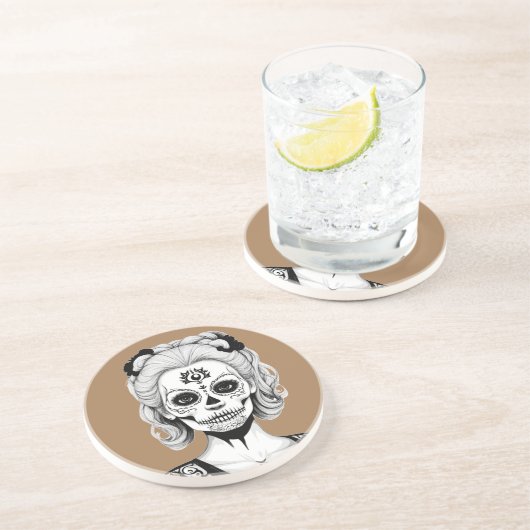 DESSOUS DE VERRE EN GRÈS FEMME SKULLHEAD (Côté)