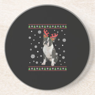 Dessous De Verre En Grès FEMMES Boston Terrier Xmas laide de Noël