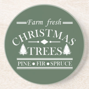 Dessous De Verre En Grès ferme arbres de noël frais