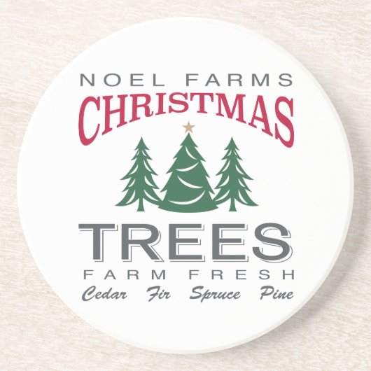 DESSOUS DE VERRE EN GRÈS FERME D'ARBRES DE NOËL (Devant)
