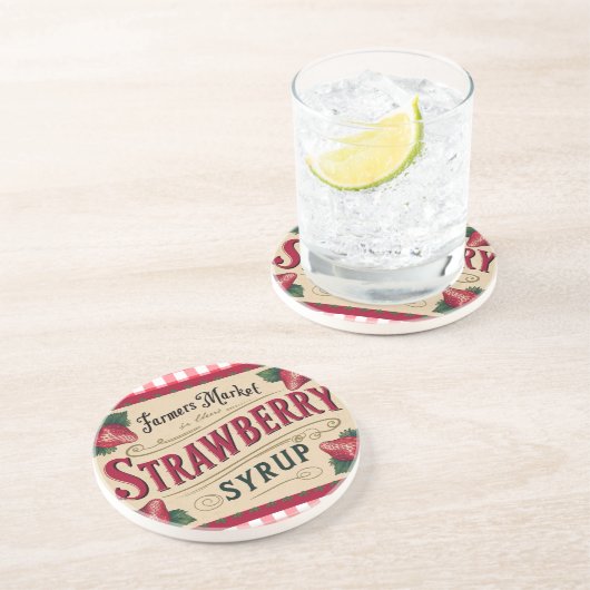 Dessous De Verre En Grès Ferme de fraises (Côté)