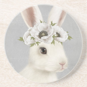 Dessous De Verre En Grès ferme vintage moderne lapin blanc