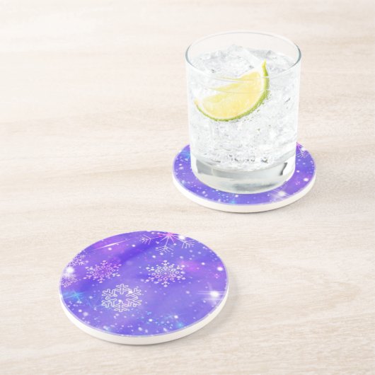 Dessous De Verre En Grès Festive Violet Fête Fête Fête de Noël (Côté)