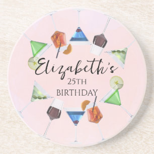 Dessous De Verre En Grès Fête de cocktails Watercolor