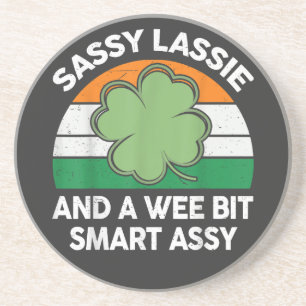 Dessous De Verre En Grès Fête de la Saint-Patrick Sassy Lassie Drôle Shamro