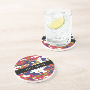 Dessous De Verre En Grès Fête de l'Indépendance Camouflage Votre nom Person