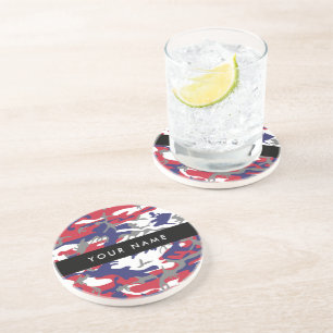 Dessous De Verre En Grès Fête de l'Indépendance Camouflage Votre nom Person