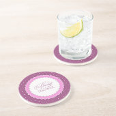 Dessous De Verre En Grès Fête des mariées rose violet Polka (Côté)