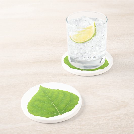 Dessous De Verre En Grès Feuille d'Aspen vert #11 (Côté)