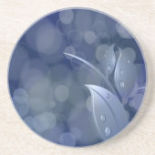 Dessous De Verre En Grès Feuille de Blue Bokeh (Devant)