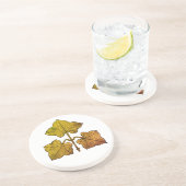 Dessous De Verre En Grès Feuille de chêne dorée (Côté)