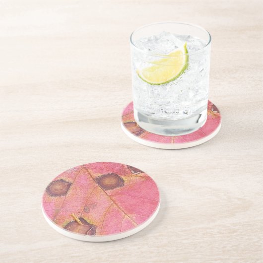 Dessous De Verre En Grès Feuille de chute rouge pointillée Brown (Côté)