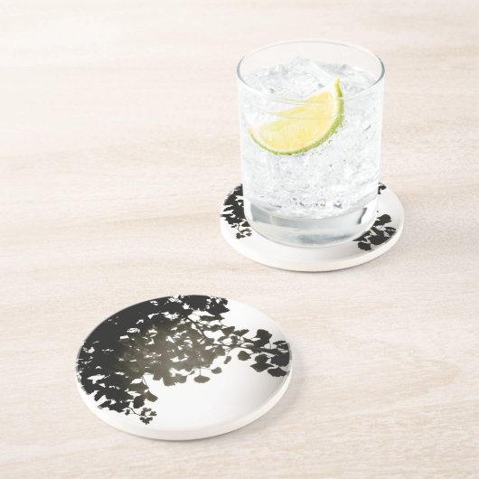 Dessous De Verre En Grès Feuille de Ginkgo (Côté)