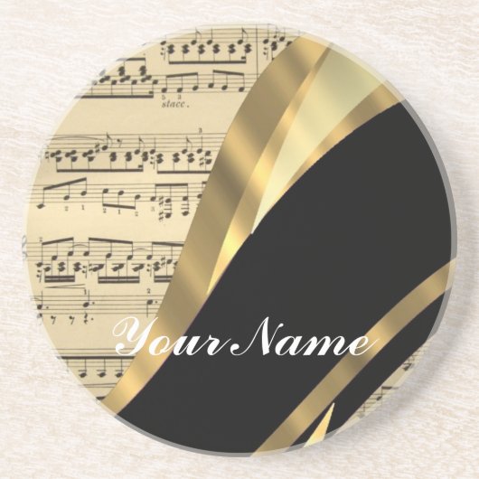 Dessous De Verre En Grès Feuille de musique élégante (Devant)