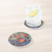Dessous De Verre En Grès Feuille de tremble sur une roche couverte de liche (Côté)