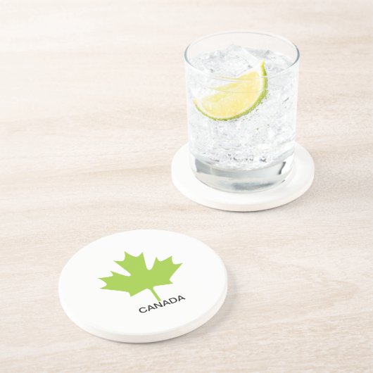 Dessous De Verre En Grès Feuille d'érable verte Canada (Côté)