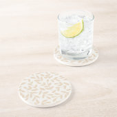 Dessous De Verre En Grès Feuille discrète - Botanique subtile en crème et b (Côté)