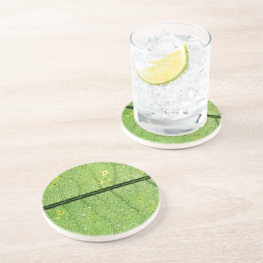 Dessous De Verre En Grès Feuille verte extrême (Côté)
