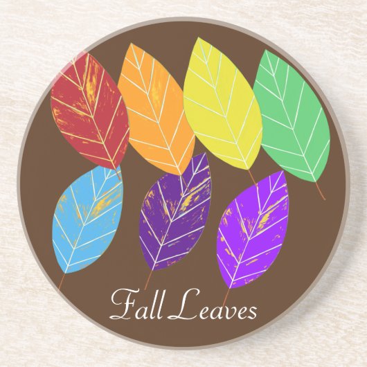 Dessous De Verre En Grès Feuilles automnales Rouge Orange Vert (Devant)