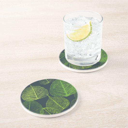 Dessous De Verre En Grès Feuilles biophiles esthétiques de squelette (Côté)