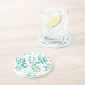 Dessous De Verre En Grès Feuilles bleu vert (Côté)