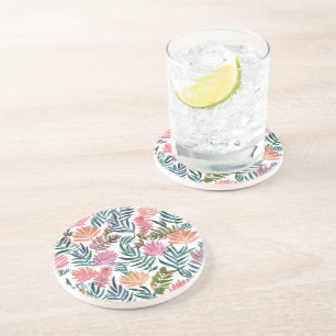 Dessous De Verre En Grès Feuilles botaniques aquarelle Fleurs Coloré Mign
