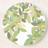 Dessous De Verre En Grès Feuilles Botaniques Peintes en Vert Art de la Végé (Devant)