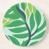 Dessous De Verre En Grès Feuilles botaniques vertes aquarelle (Devant)