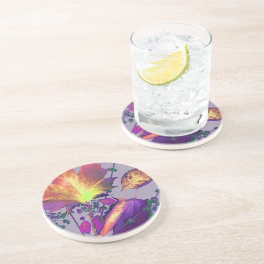 Dessous De Verre En Grès Feuilles d'automne à Lilac (Côté)