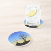 Dessous De Verre En Grès Feuilles d'automne en forme de coeur Couple (Côté)