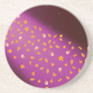 Dessous De Verre En Grès Feuilles d'automne et grès Rose