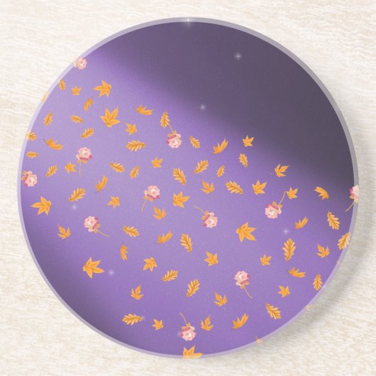 Dessous De Verre En Grès Feuilles d'automne et grès Rose (Devant)