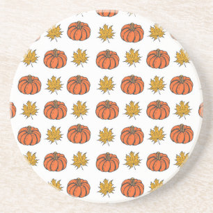 Dessous De Verre En Grès Feuilles d'automne : Motif Citrouille à main